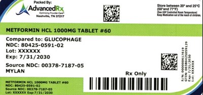 Metformin HCl 1000mg #60 (Metformin HCl 1000mg 80425 0591 02)